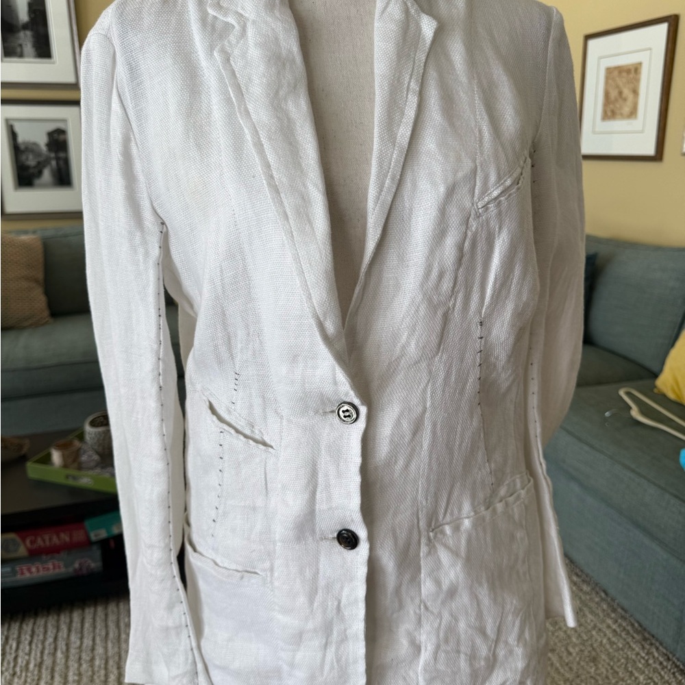 KmRii white linen jacket with distinctive construction, European size 1 - Picture 2 of 16